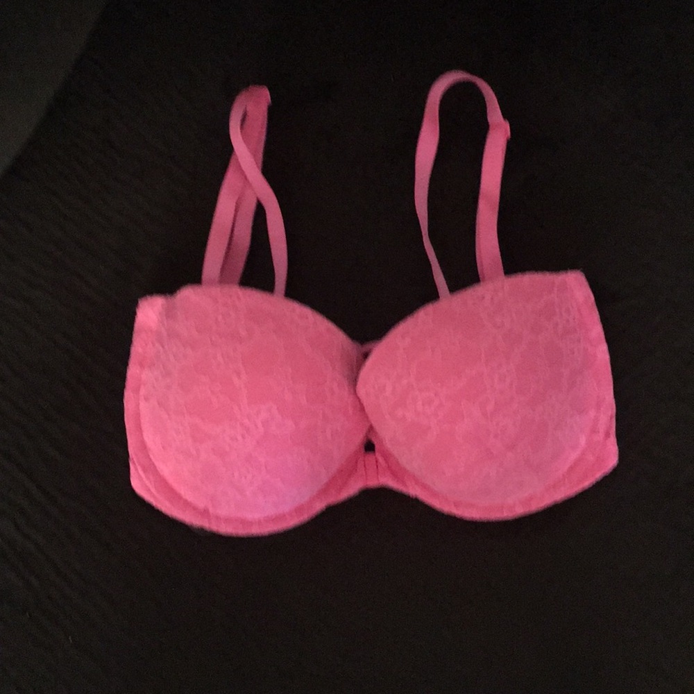 Hot pink lace bra